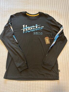 Howler Brothers Black Long Sleeve Tee with Blue Lightning Graphics